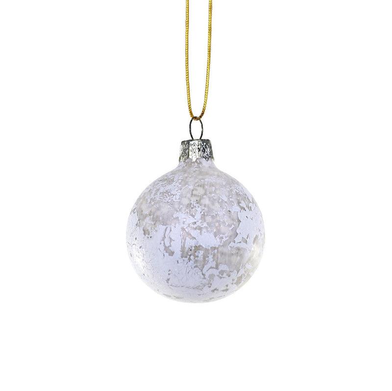 Cody Foster Aged White Glass Ball Ornament - Small