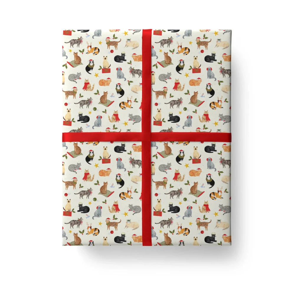 Santa Paws Cats Wrapping Paper Roll | Putti Christmas