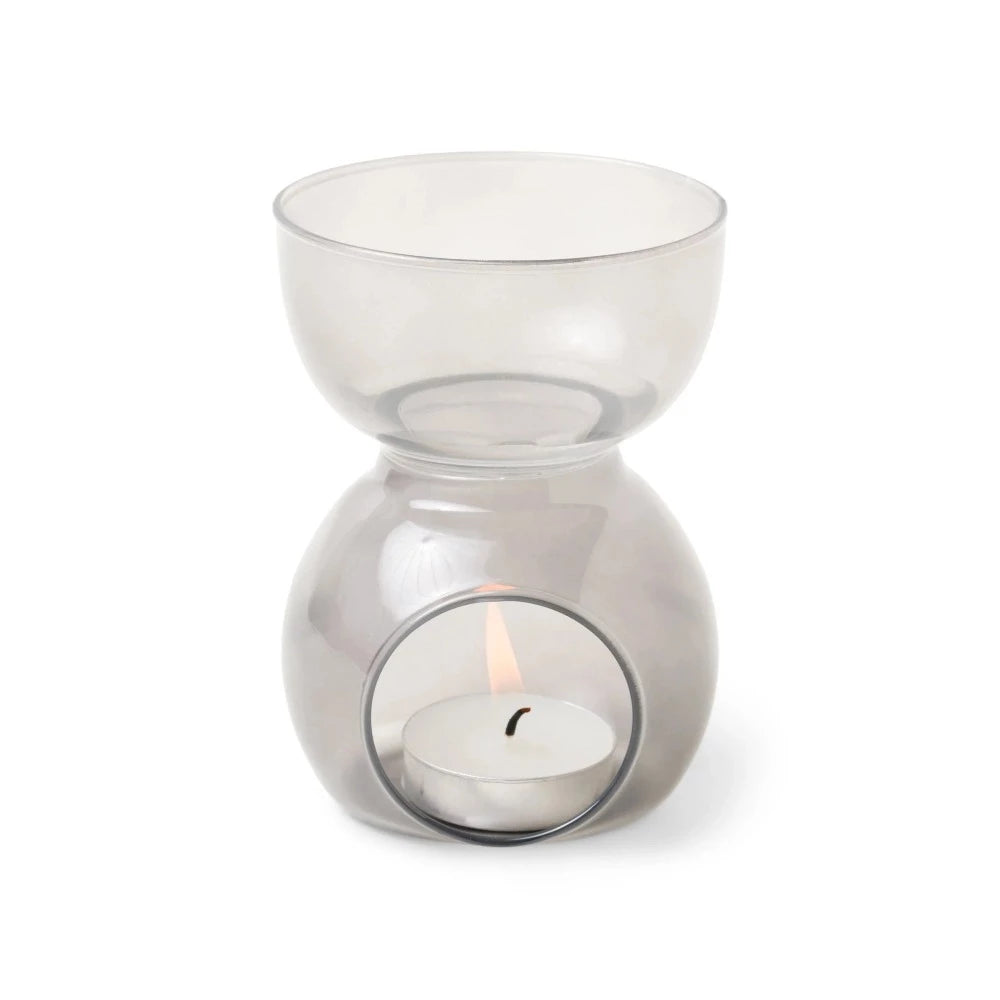 Essential Oil Burner & Tea Light Candle - Black Glass