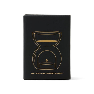 Essential Oil Burner & Tea Light Candle - Black Glass | Putti