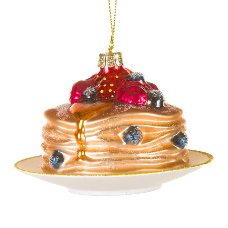 Glittery Pancakes Ornament With Berry Topping | Putti Christmas Decorations