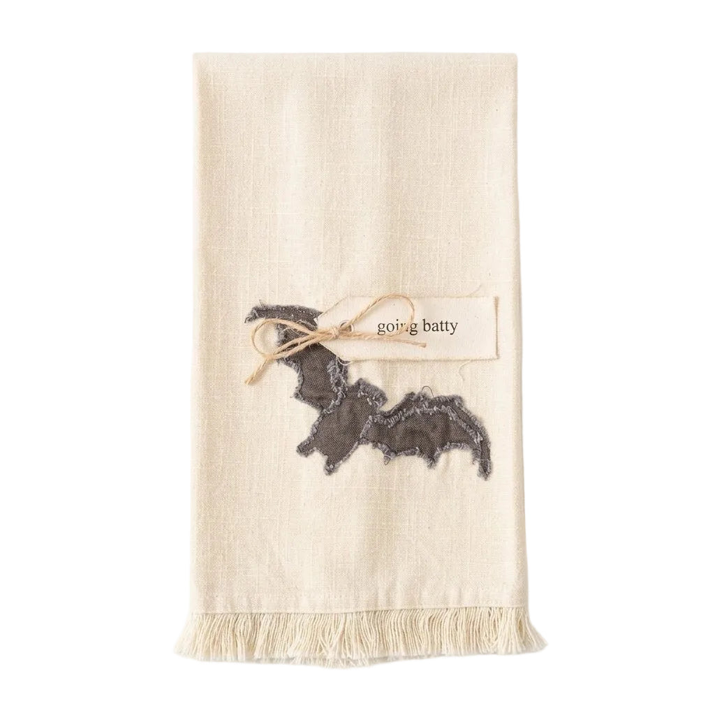 "Going Batty" Raggedy Bat Tea Towel | Putti Halloween