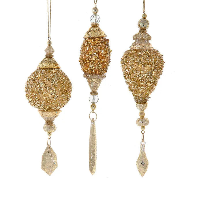 Gold Glitter Ball, Finial & Drop Ornaments | Putti Christmas Decorations