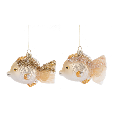 Gold Jeweled Glass Fish Ornament | Putti Christmas