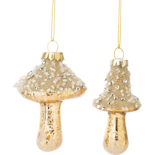 Gold Mushroom Glass Ornament | Putti Christmas Decorations