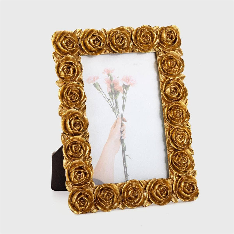 Gold Resin Rose Photo Frame
