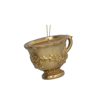 Gold Resin Tea Cup Ornament | Putti Christmas Decorations