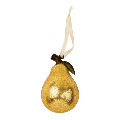 Golden Pear Glass Ornament | Putti Christmas Decorations