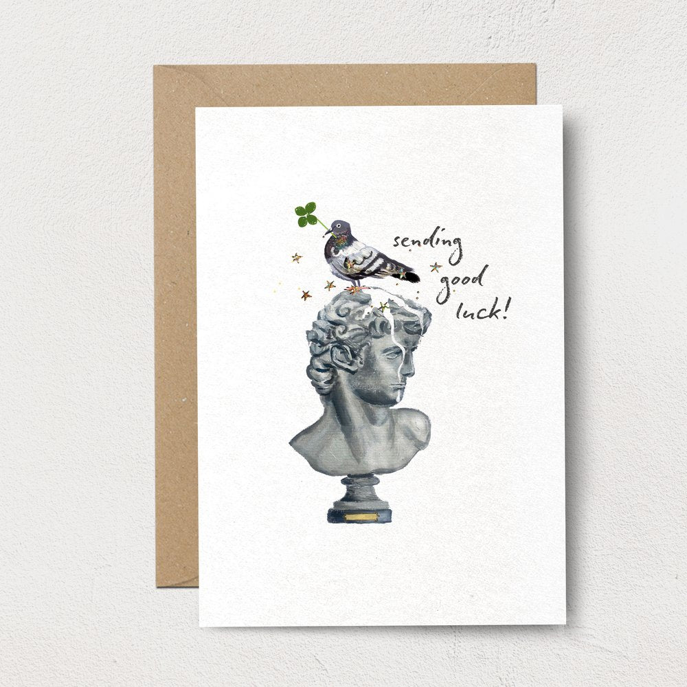 "Sending Good Luck" Pigeon Greeting Card