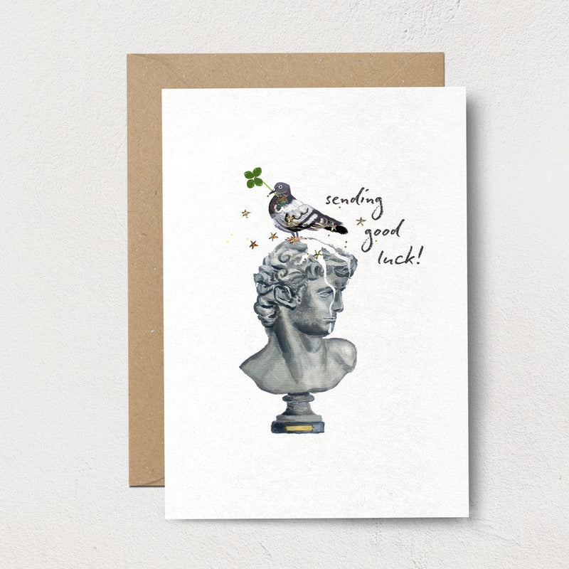 "Sending Good Luck" Pigeon Greeting Card