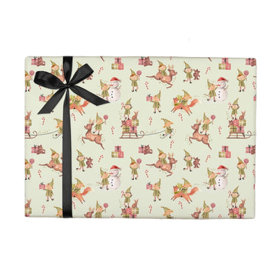 Green Elf Christmas Wrapping Paper Sheet - Small | Putti Christmas
