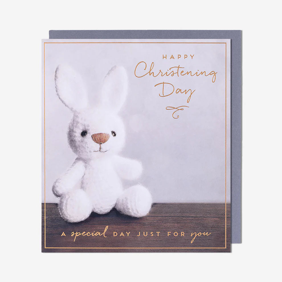 Bunny Toy Christening Card