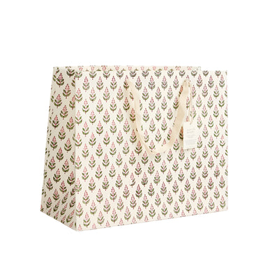 Hand Block Printed Gift Bags Blush - Large | Putti Fine Furnishings