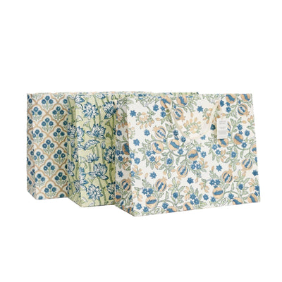Hand Block Printed Gift Bags Indigo - Large | Putti Fine Furnishings