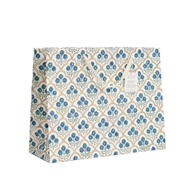 Hand Block Printed Gift Bags Indigo - Large | Putti Fine Furnishings