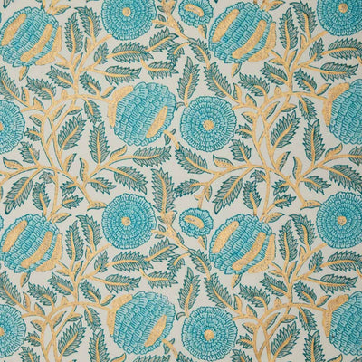 Hand Block Printed Wrapping Paper Sheets- Marigold Glitz Turquoise |  Putti