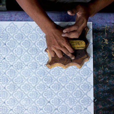 Hand Block Printed Wrapping Paper Sheets - Trellis Pink Earth | Putti