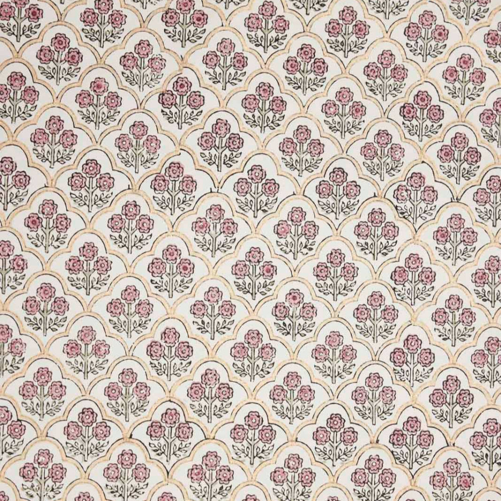 Hand Block Printed Wrapping Paper Sheets - Trellis Pink Earth | Putti