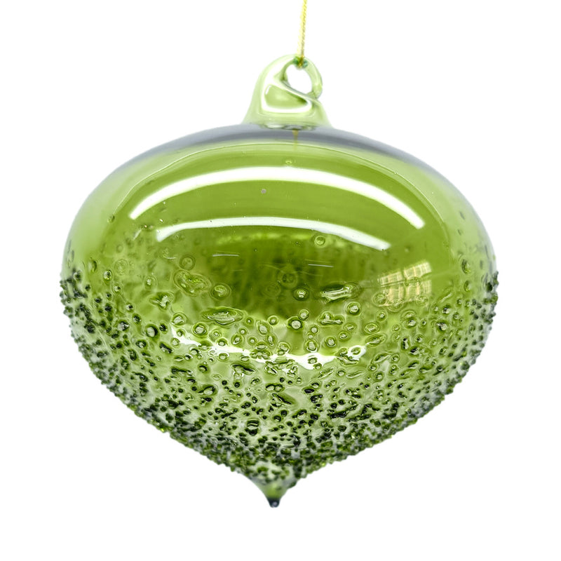 Handblown Clear Green Glass Onion Ornament | Putti Christmas Decorations