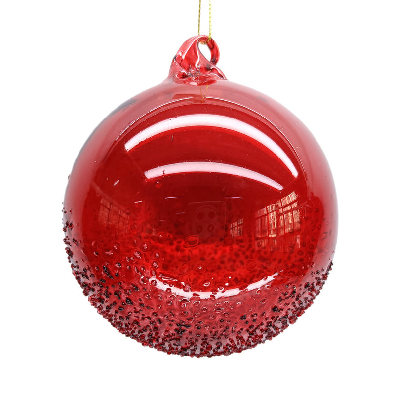 Handblown Clear Red Glass Ball Ornament | Putti Christmas Decorations