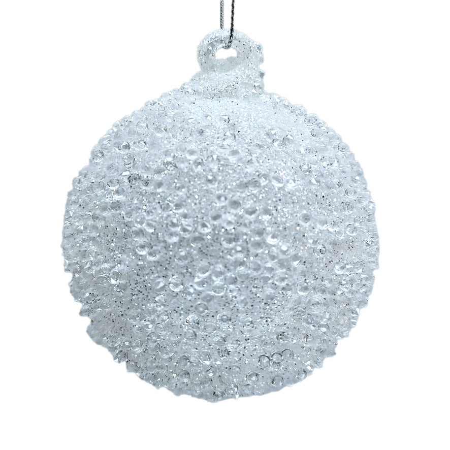 Handblown Iced Glass Ball Ornament  | Putti Christmas Decorations