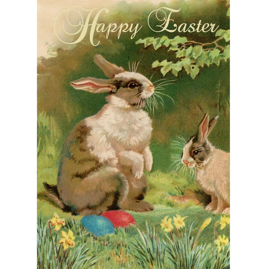 "Happy Easter" Brown Rabbits Greeting Card | Putti