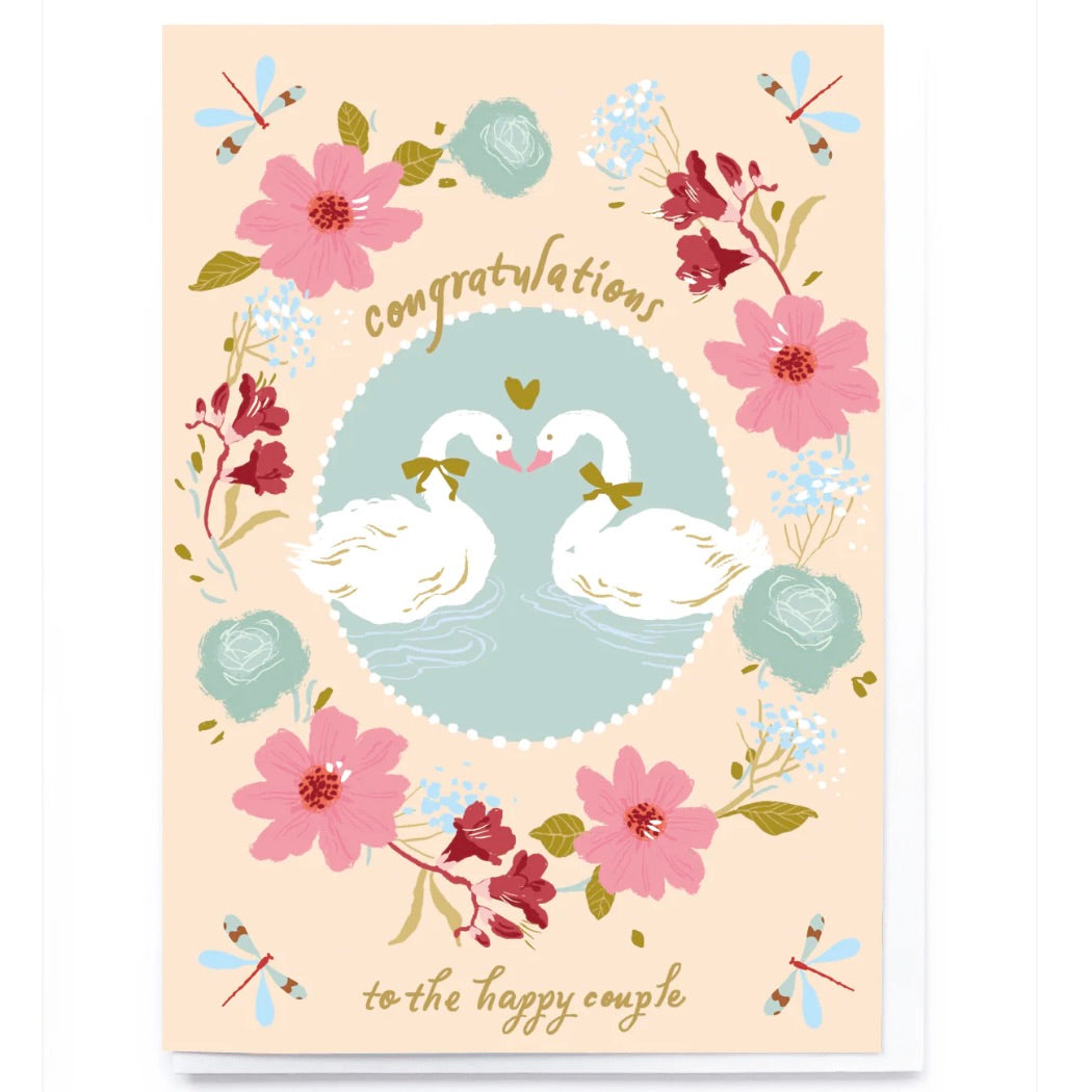 Happy Swans Wedding Greeting Card | Putti Celebrations