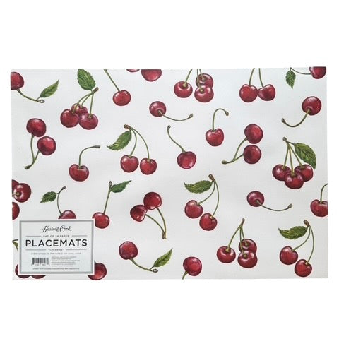 Hester & Cook Cherries Paper Placemats |  Putti Celebrations & Partyware