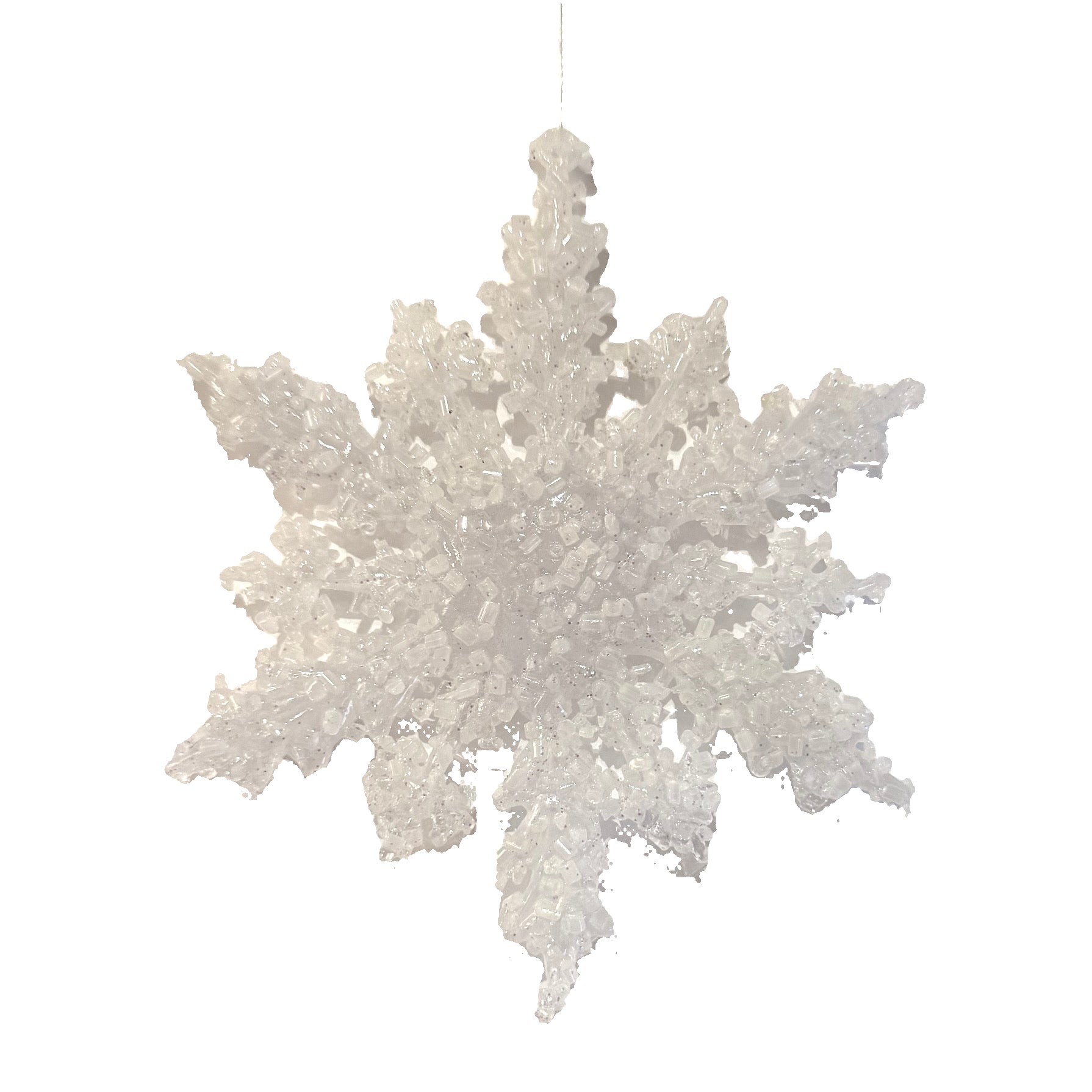 White Iced Plastic Snowflake Ornament | Putti Christmas Canada
