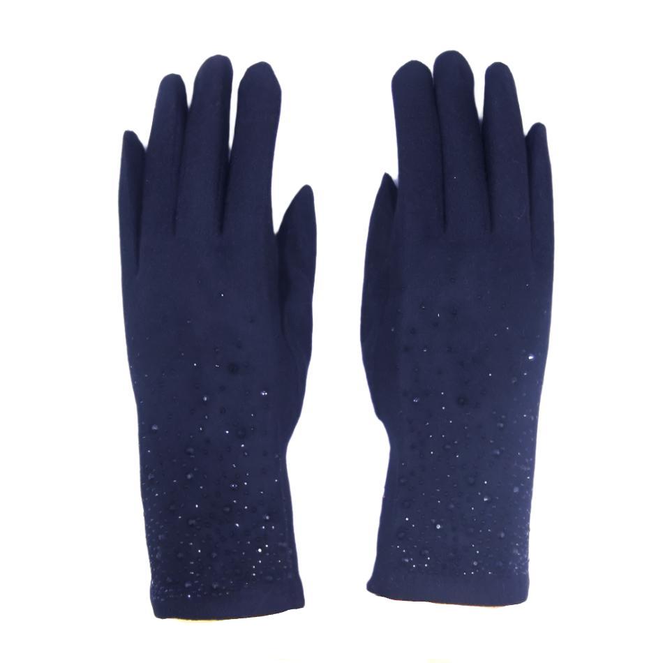 Cashmere Blend Diamond Gloves - Navy | Putti Fine Fashions