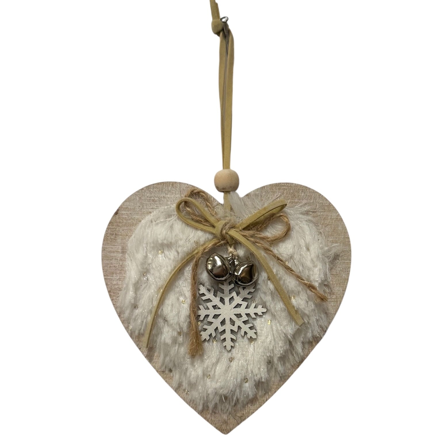 Wooden Heart with Snowflake Ornament