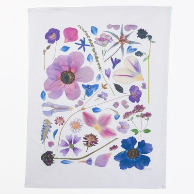 Pressed Flower Tea Towel - Indigo