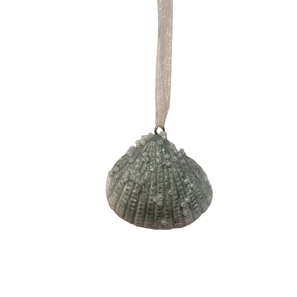 Iridescent Blue Clam Shell Ornament | Putti Christmas