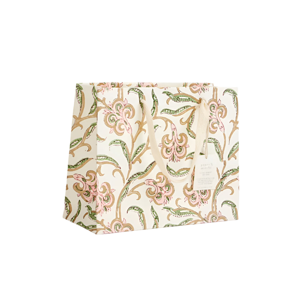 Hand Block Printed Gift Bags Blush - Medium | Putti Fine Furnishings