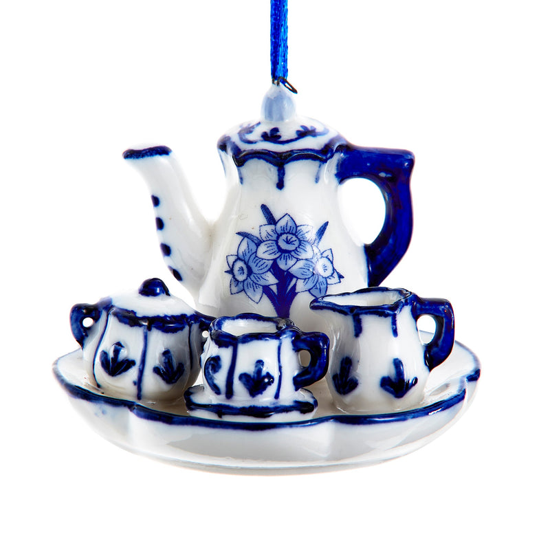 Kurt Adler Delft Blue Afternoon Tea Ornament