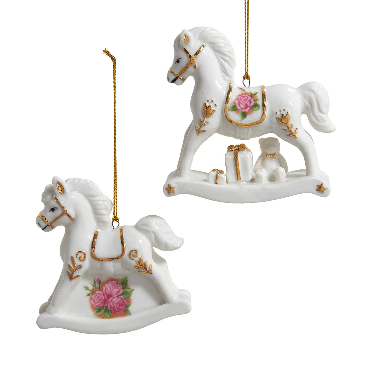 Gold & White Porcelain Horse Ornament