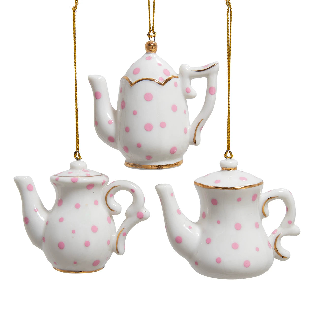 Polka Dot Porcelain Teapot Ornament