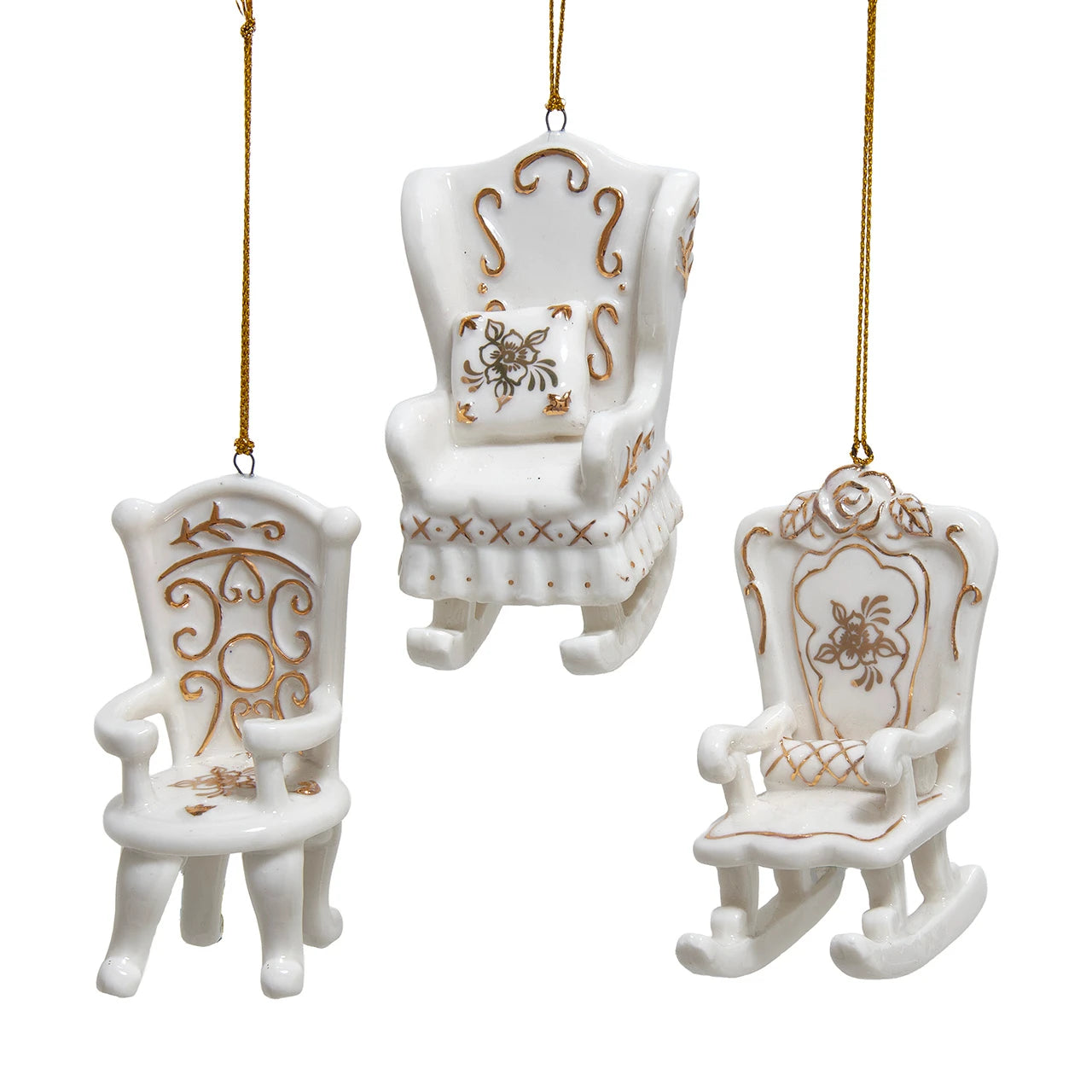 Gold & White Porcelain Chair Ornament
