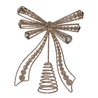 Gold Bow With Jewel Tree Topper