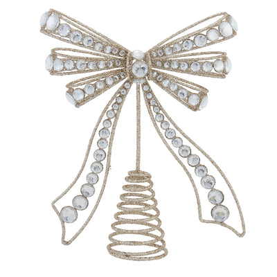 Gold Bow With Jewel Tree Topper