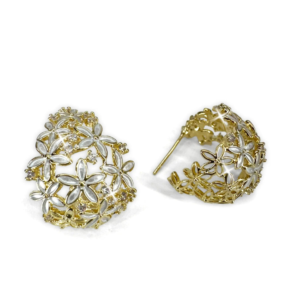 Jacquline Kent White Flower Cluster Earrings | Putti Fine Fashions