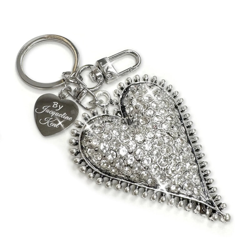 Jacqueline Kent Purse Charm Pave Silver Heart