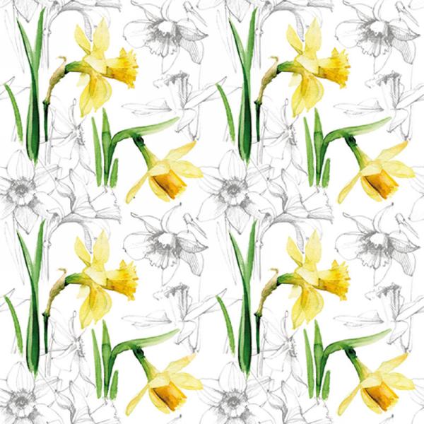 Floral White and Yellow Paper Napkins - Lunch