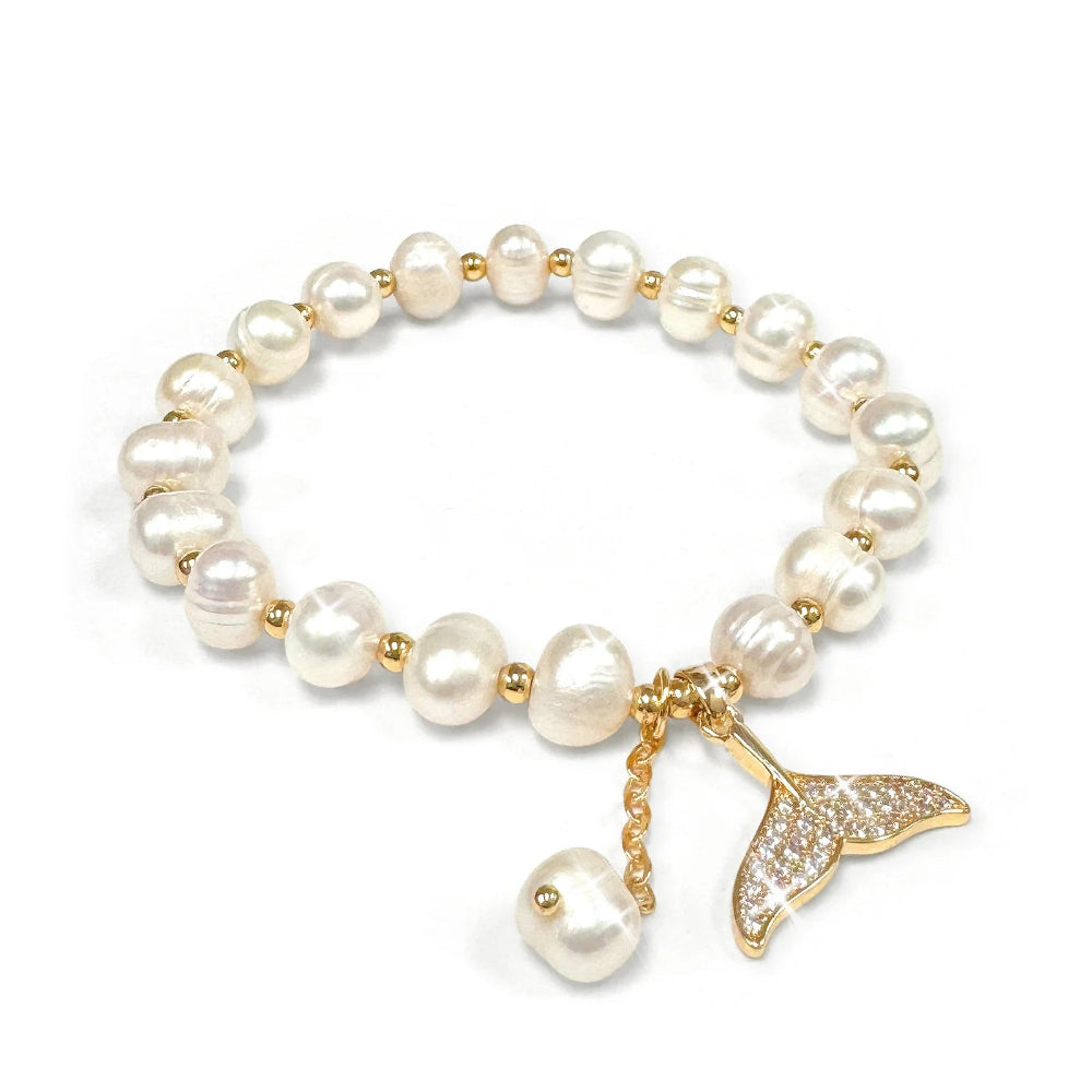 Jacqueline Kent Gold Pearl Mermaid Tail Bracelet | Putti Fine Fashions