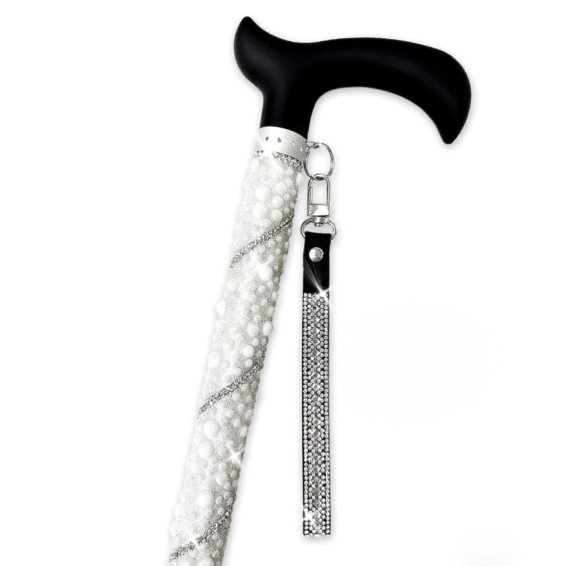 Jacqueline Kent Royal Ice "Sugar Cane" Silver Pearl Adjustable Medical Cane | Putti
