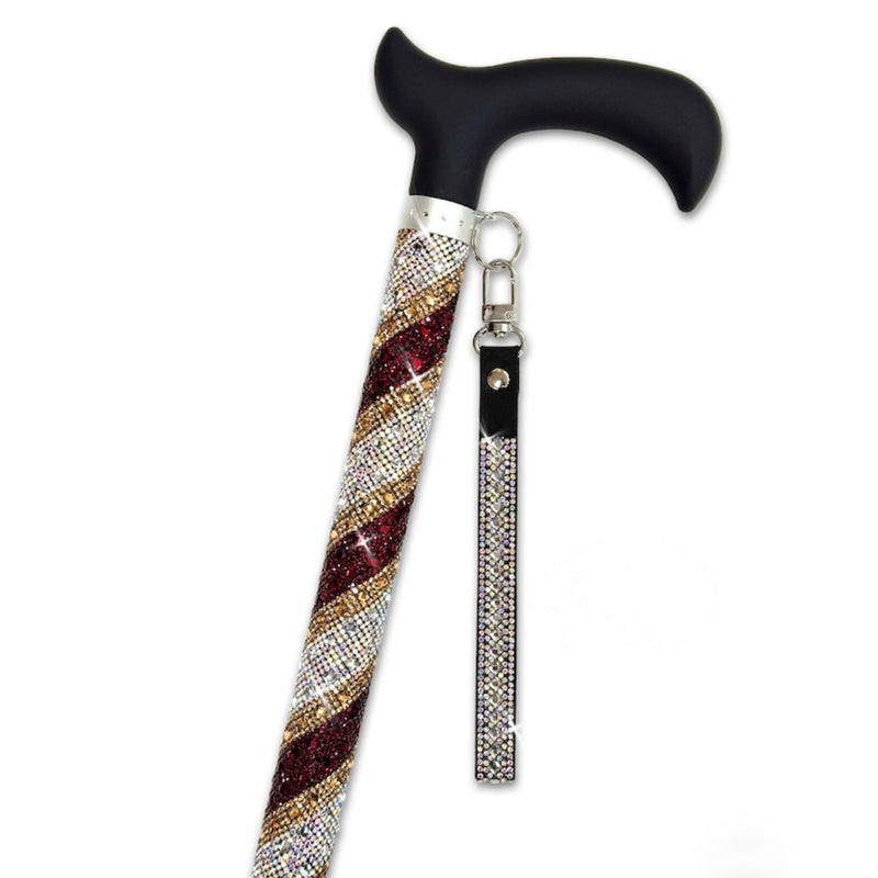 Jacqueline Kent "Sugar Cane" Red AB Stripe Adjustable Medical Cane | Putti