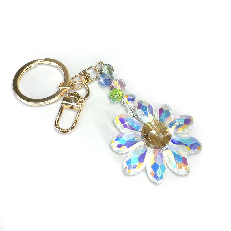 Jacquline Kent Crystal Daisy Key Chain - Clear | Putti Fine Fashions
