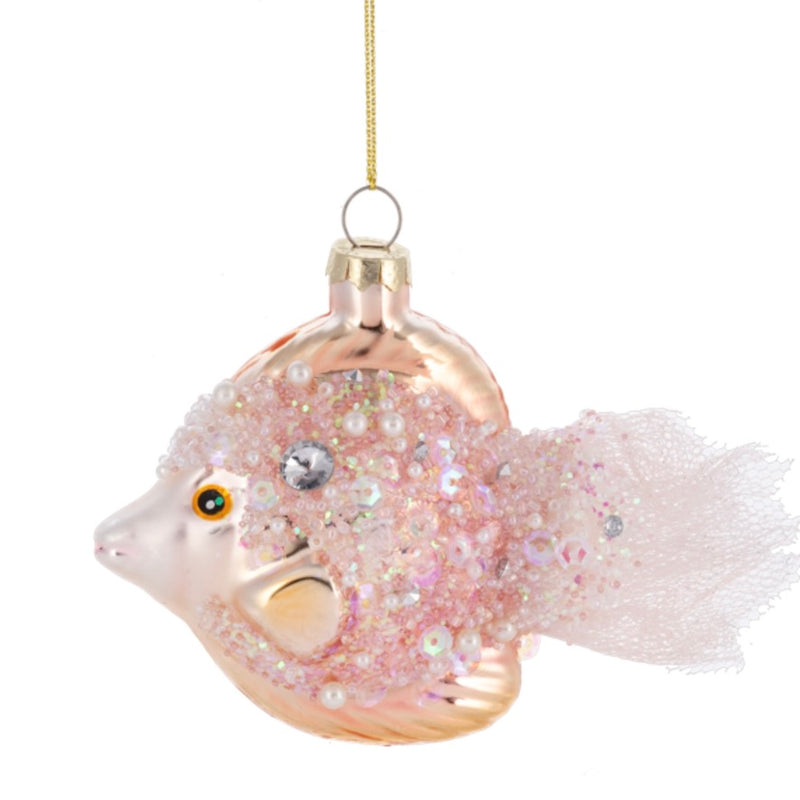 Jeweled Angel Fish Glass Ornament | Putti Christmas