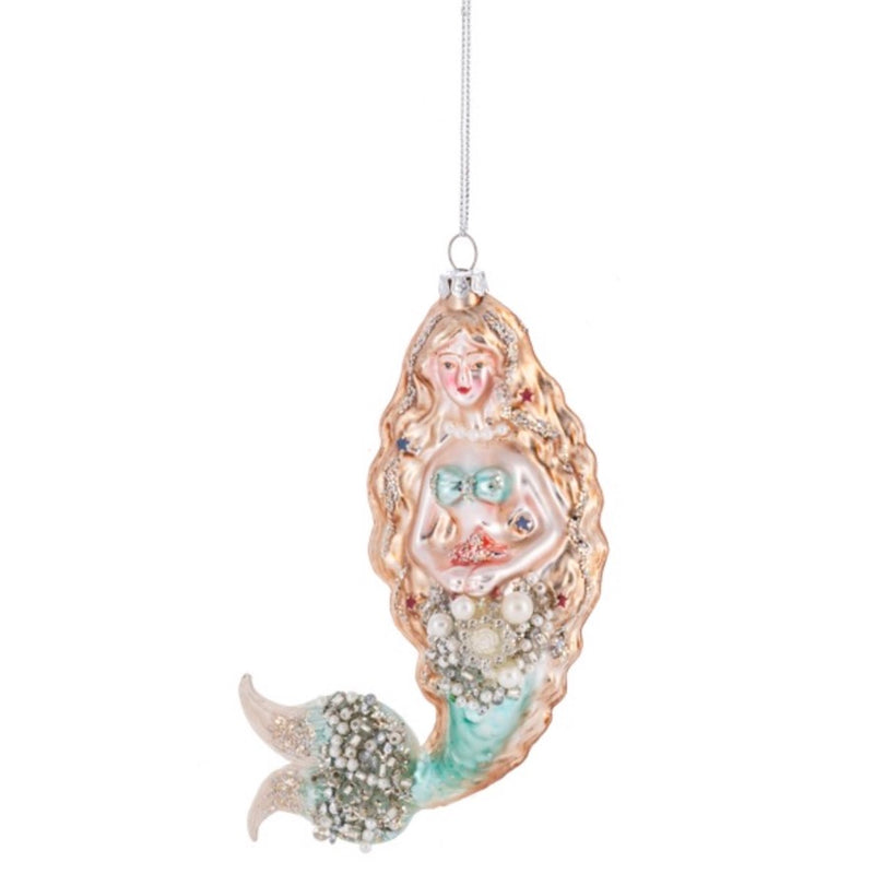 Jewelled Mermaid Glass Ornament | Putti Christmas Canada
