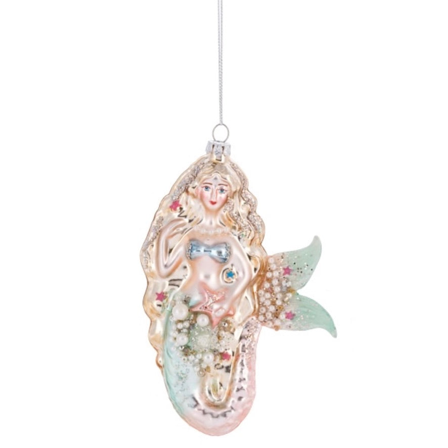 Jewelled Mermaid Glass Ornament | Putti Christmas Canada